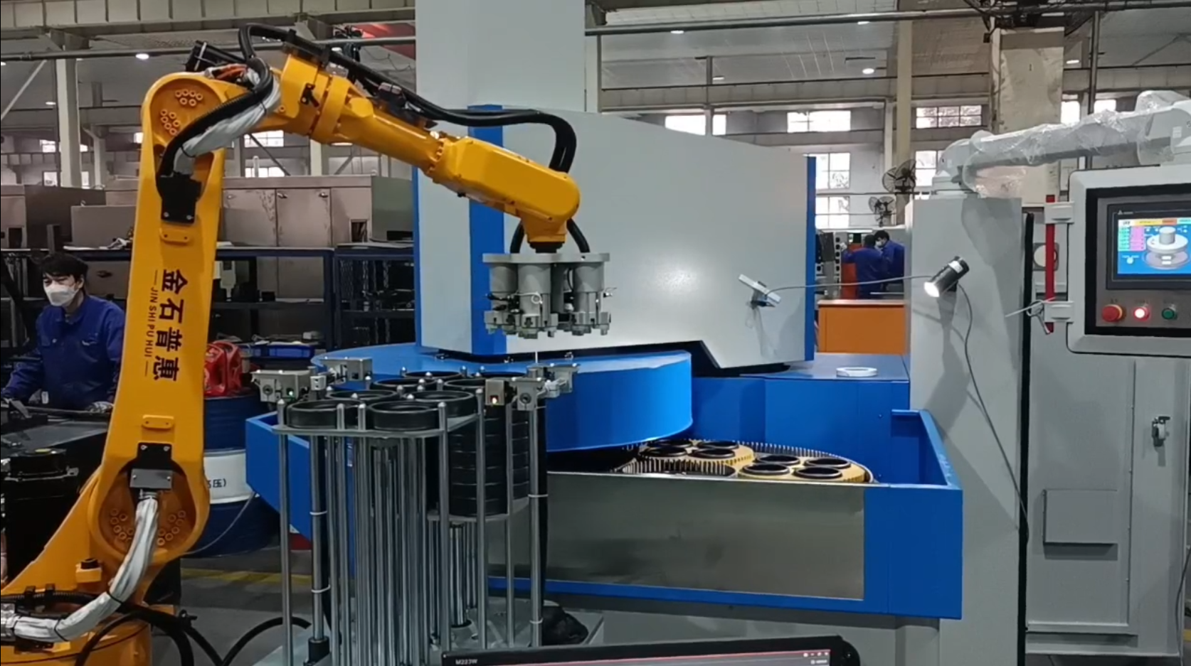 Six-axis robot loading and unloading system